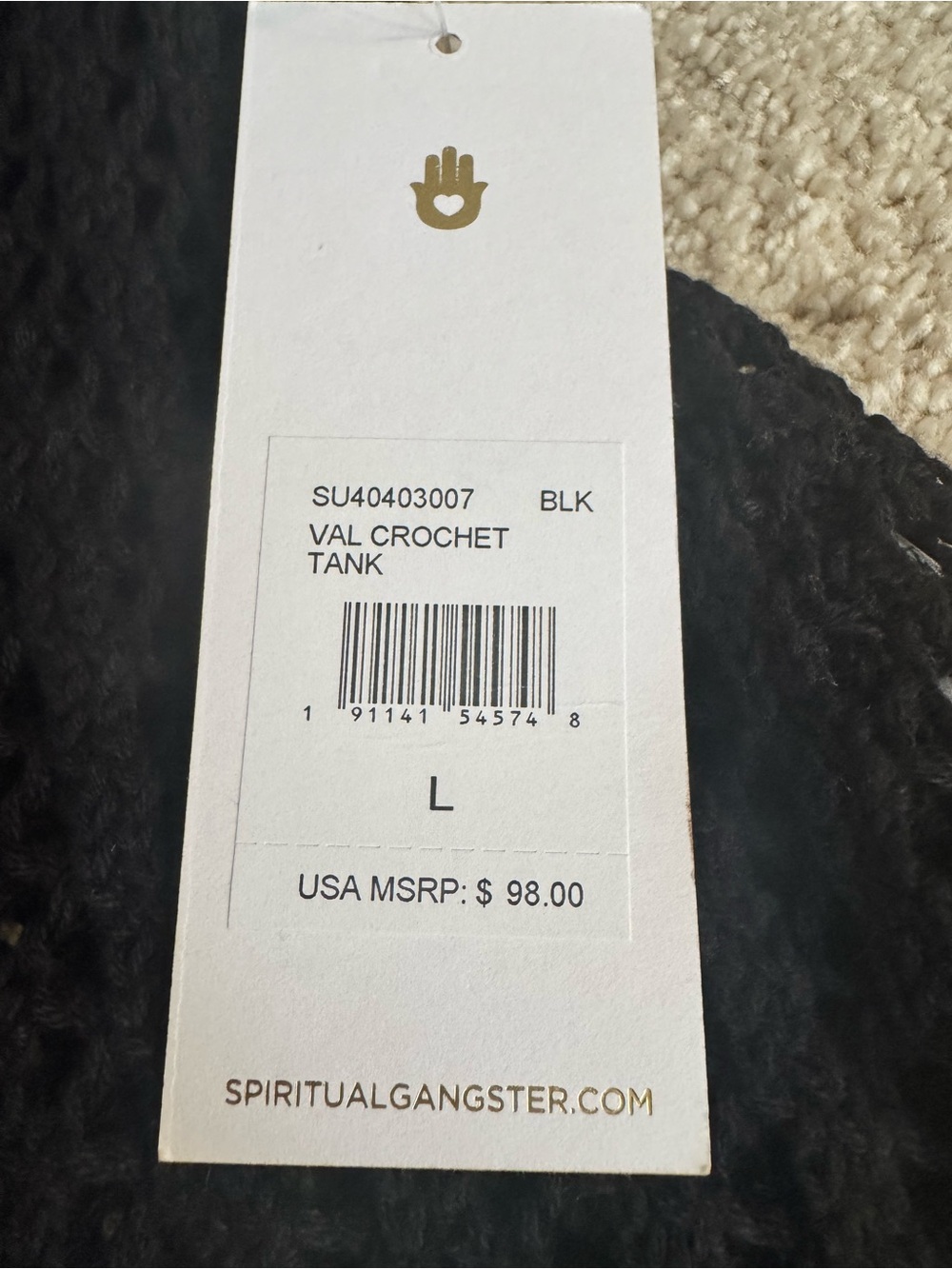 Spiritual Gangster Black Open-Knit Sleeveless Tank - Picture 6 of 6